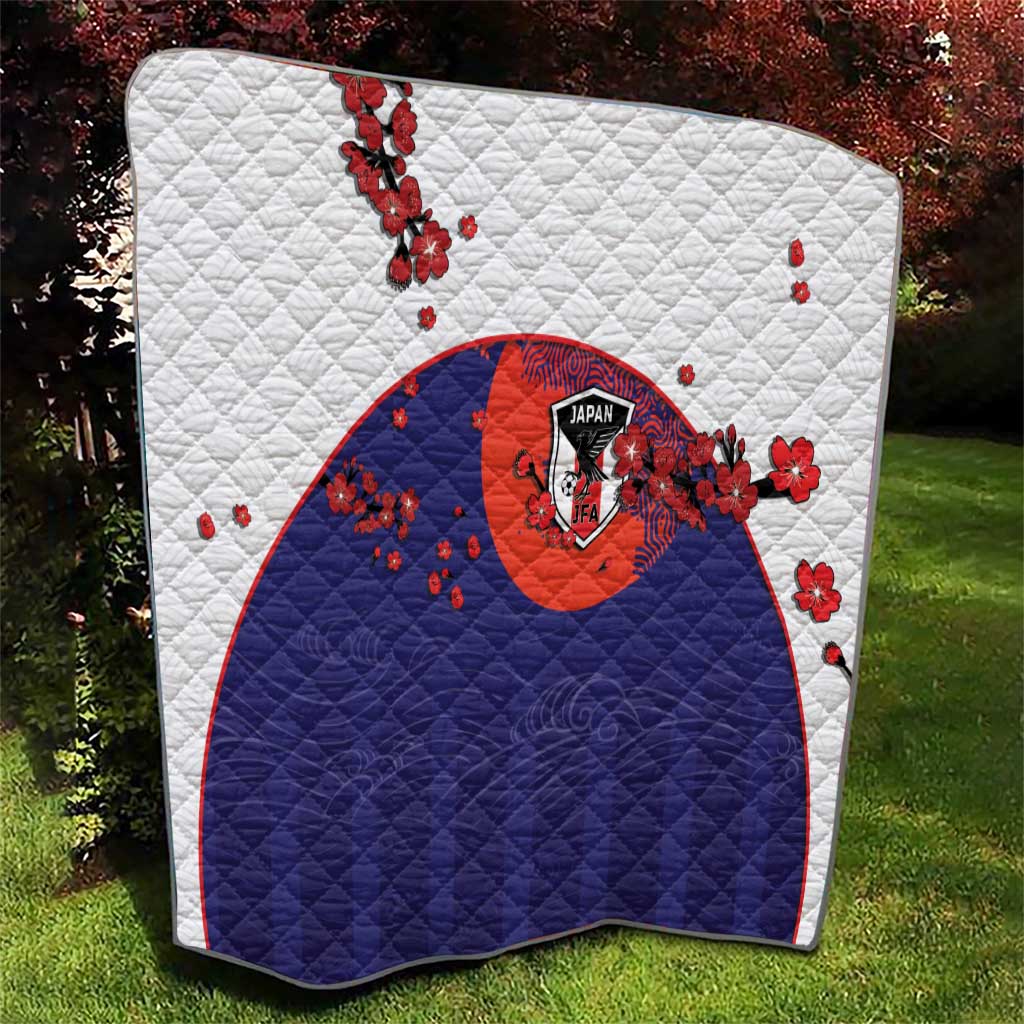 Japan Football Quilt Minimalist Floral Great Wave Ukiyo-e Style