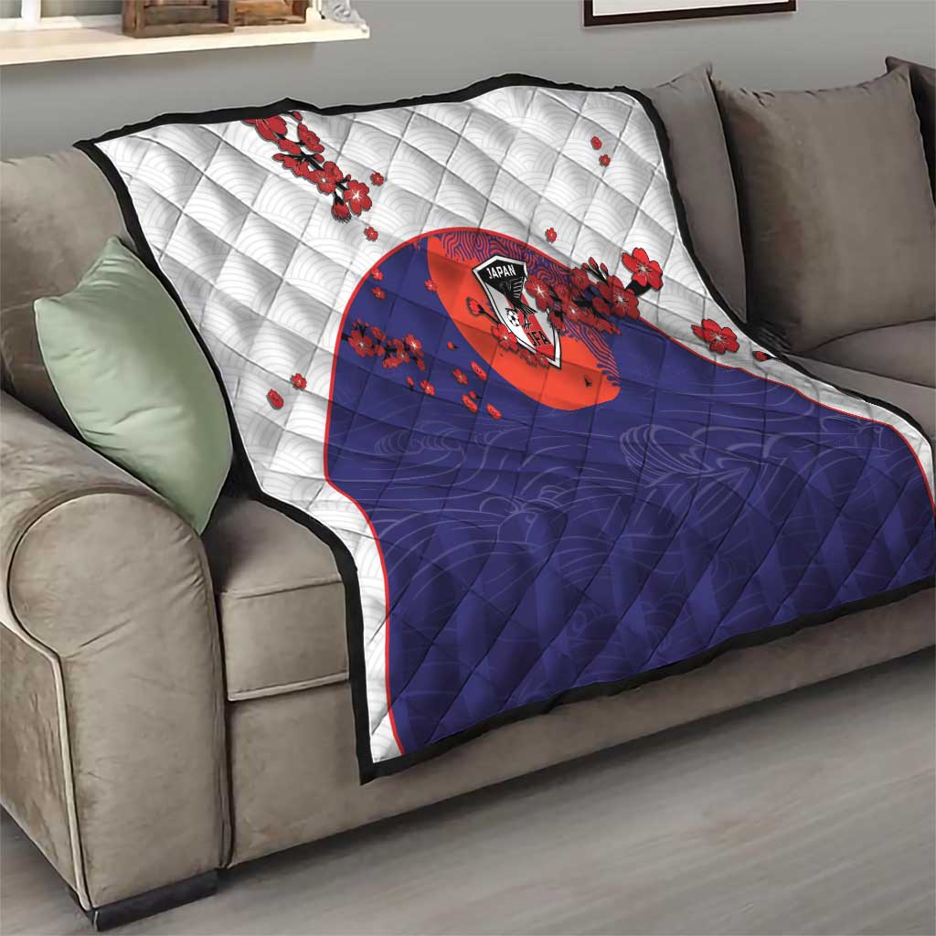 Japan Football Quilt Minimalist Floral Great Wave Ukiyo-e Style