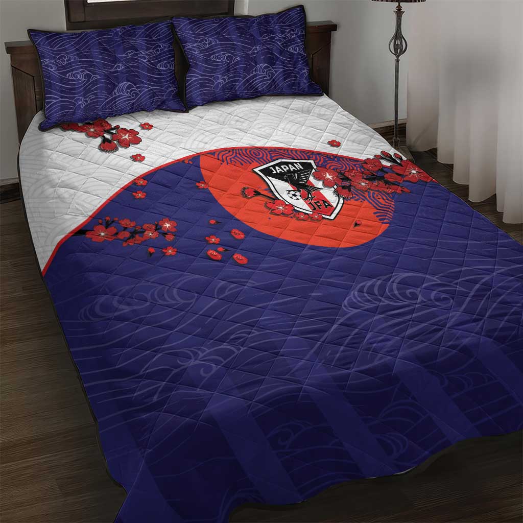 Japan Football Quilt Bed Set Minimalist Floral Great Wave Ukiyo-e Style
