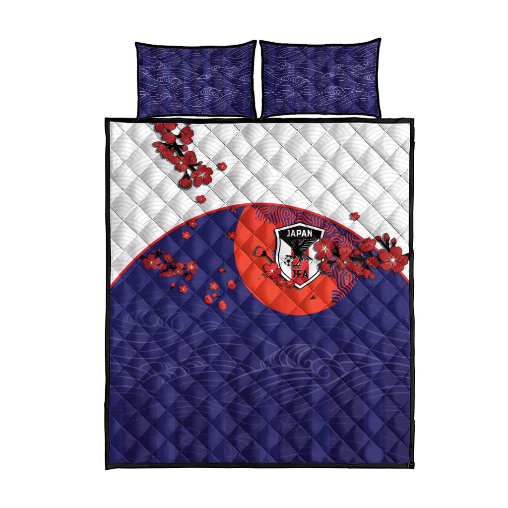Japan Football Quilt Bed Set Minimalist Floral Great Wave Ukiyo-e Style
