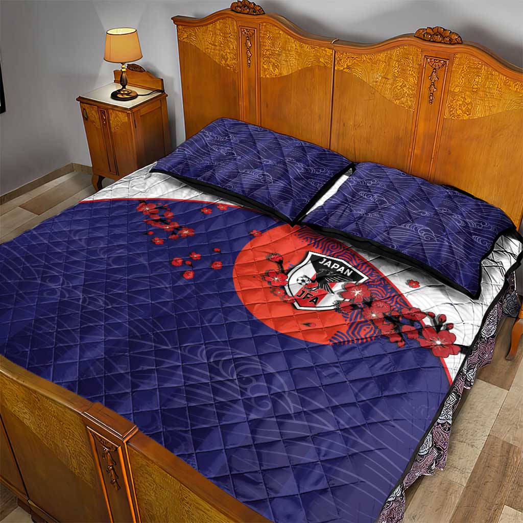 Japan Football Quilt Bed Set Minimalist Floral Great Wave Ukiyo-e Style
