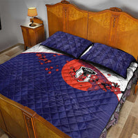 Japan Football Quilt Bed Set Minimalist Floral Great Wave Ukiyo-e Style