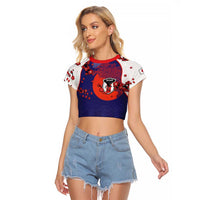 Custom Japan Football Raglan Cropped T Shirt Minimalist Floral Great Wave Ukiyo-e Style