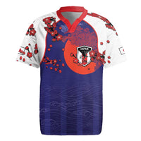 Custom Japan Football Rugby Jersey Minimalist Floral Great Wave Ukiyo-e Style