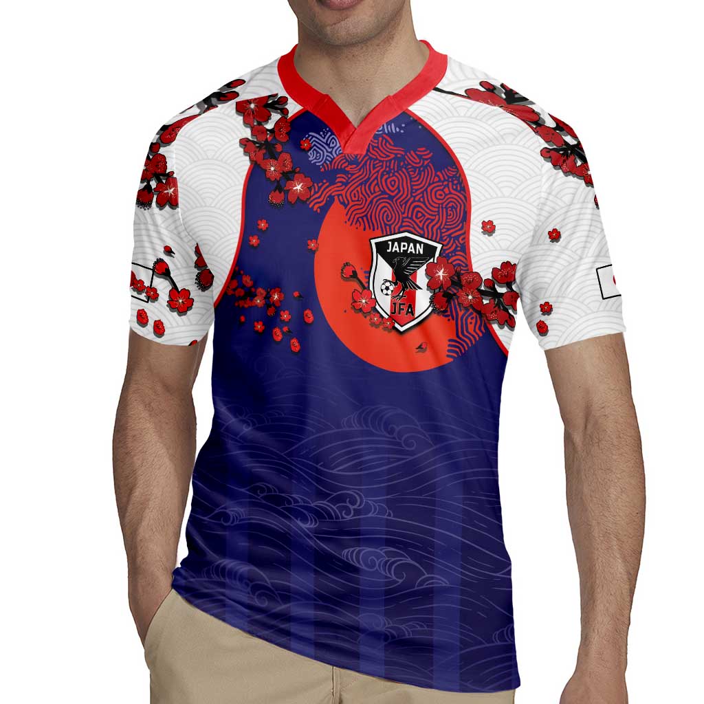 Custom Japan Football Rugby Jersey Minimalist Floral Great Wave Ukiyo-e Style
