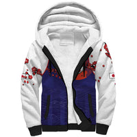 Custom Japan Football Sherpa Hoodie Minimalist Floral Great Wave Ukiyo-e Style