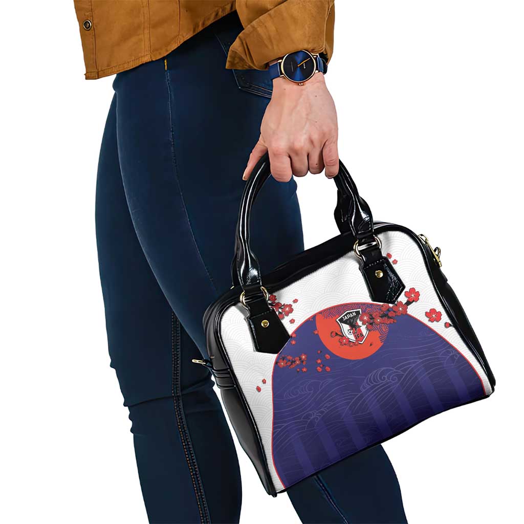 Japan Football Shoulder Handbag Minimalist Floral Great Wave Ukiyo-e Style