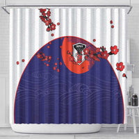 Japan Football Shower Curtain Minimalist Floral Great Wave Ukiyo-e Style