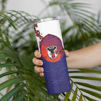 Custom Japan Football Skinny Tumbler Minimalist Floral Great Wave Ukiyo-e Style