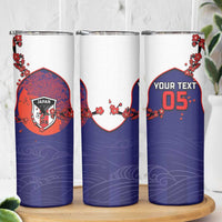 Custom Japan Football Skinny Tumbler Minimalist Floral Great Wave Ukiyo-e Style