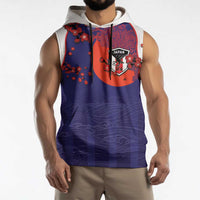 Custom Japan Football Sleeveless Hoodie Minimalist Floral Great Wave Ukiyo-e Style