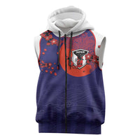 Custom Japan Football Sleeveless Zip Hoodie Minimalist Floral Great Wave Ukiyo-e Style