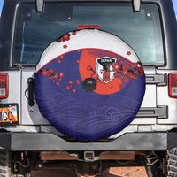 Japan Football Spare Tire Cover Minimalist Floral Great Wave Ukiyo-e Style
