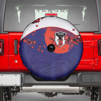 Japan Football Spare Tire Cover Minimalist Floral Great Wave Ukiyo-e Style