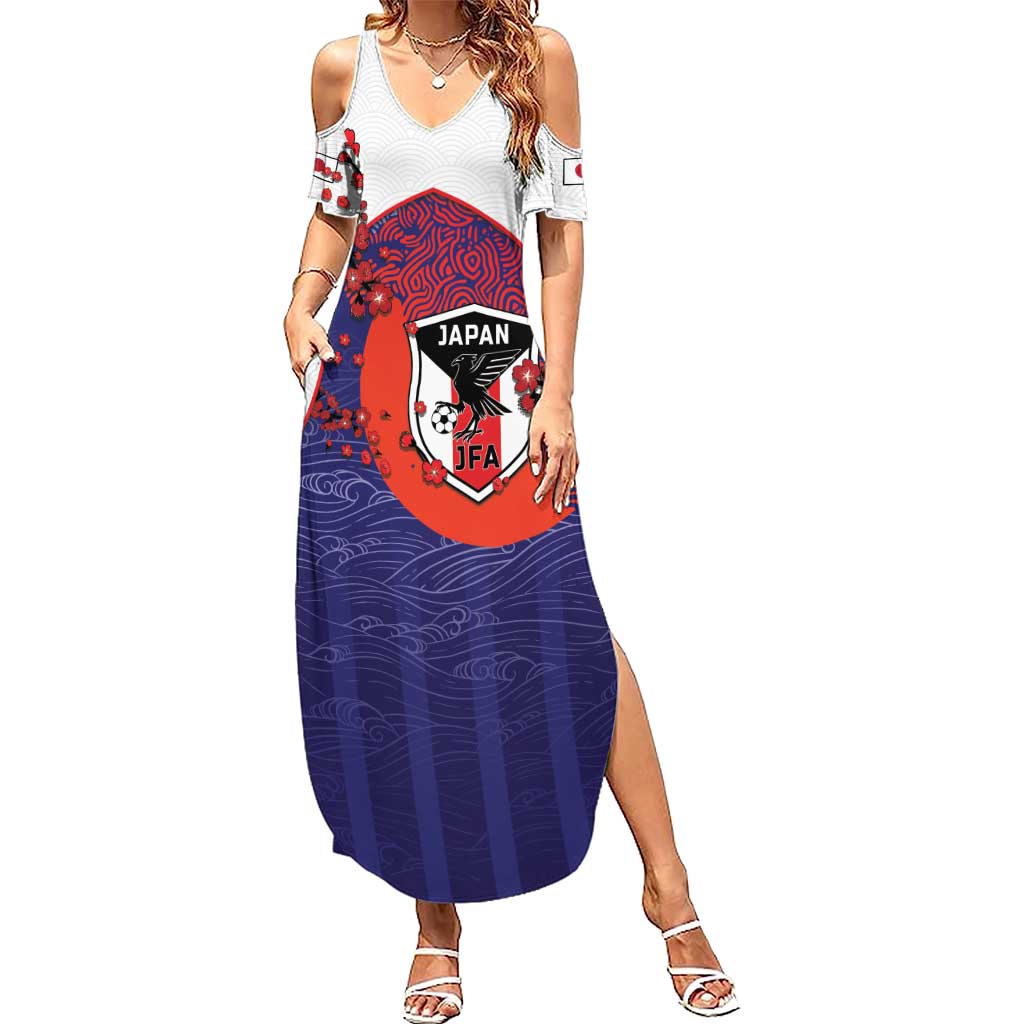 Custom Japan Football Summer Maxi Dress Minimalist Floral Great Wave Ukiyo-e Style
