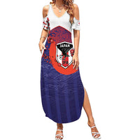Custom Japan Football Summer Maxi Dress Minimalist Floral Great Wave Ukiyo-e Style