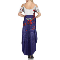 Custom Japan Football Summer Maxi Dress Minimalist Floral Great Wave Ukiyo-e Style
