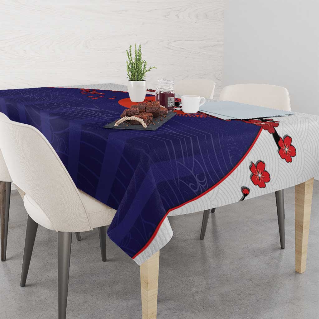 Japan Football Tablecloth Minimalist Floral Great Wave Ukiyo-e Style