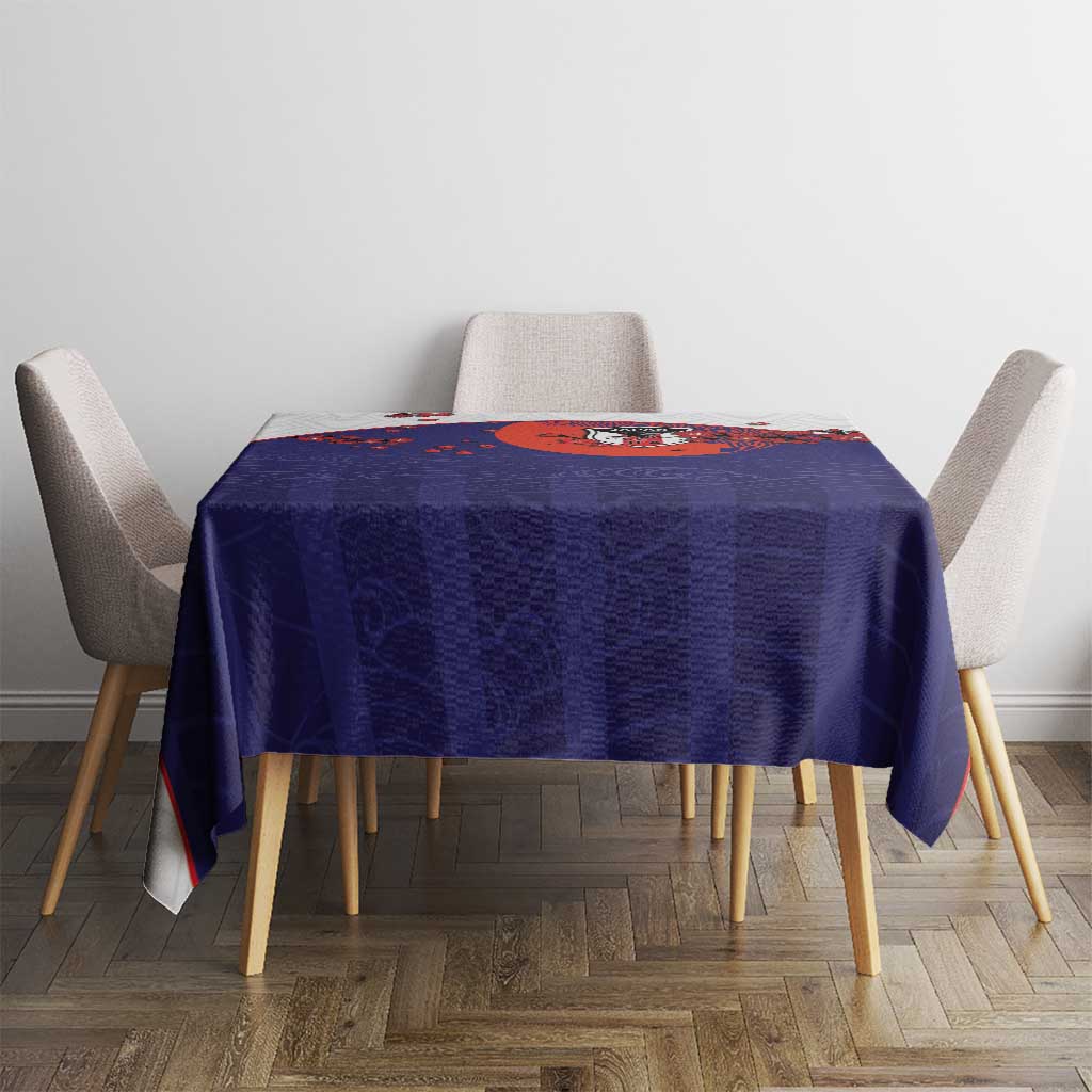 Japan Football Tablecloth Minimalist Floral Great Wave Ukiyo-e Style