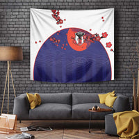 Japan Football Tapestry Minimalist Floral Great Wave Ukiyo-e Style