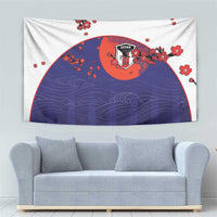 Japan Football Tapestry Minimalist Floral Great Wave Ukiyo-e Style