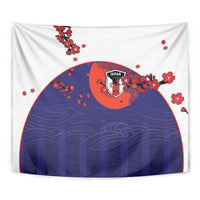 Japan Football Tapestry Minimalist Floral Great Wave Ukiyo-e Style