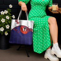 Japan Football Tote Bag Minimalist Floral Great Wave Ukiyo-e Style