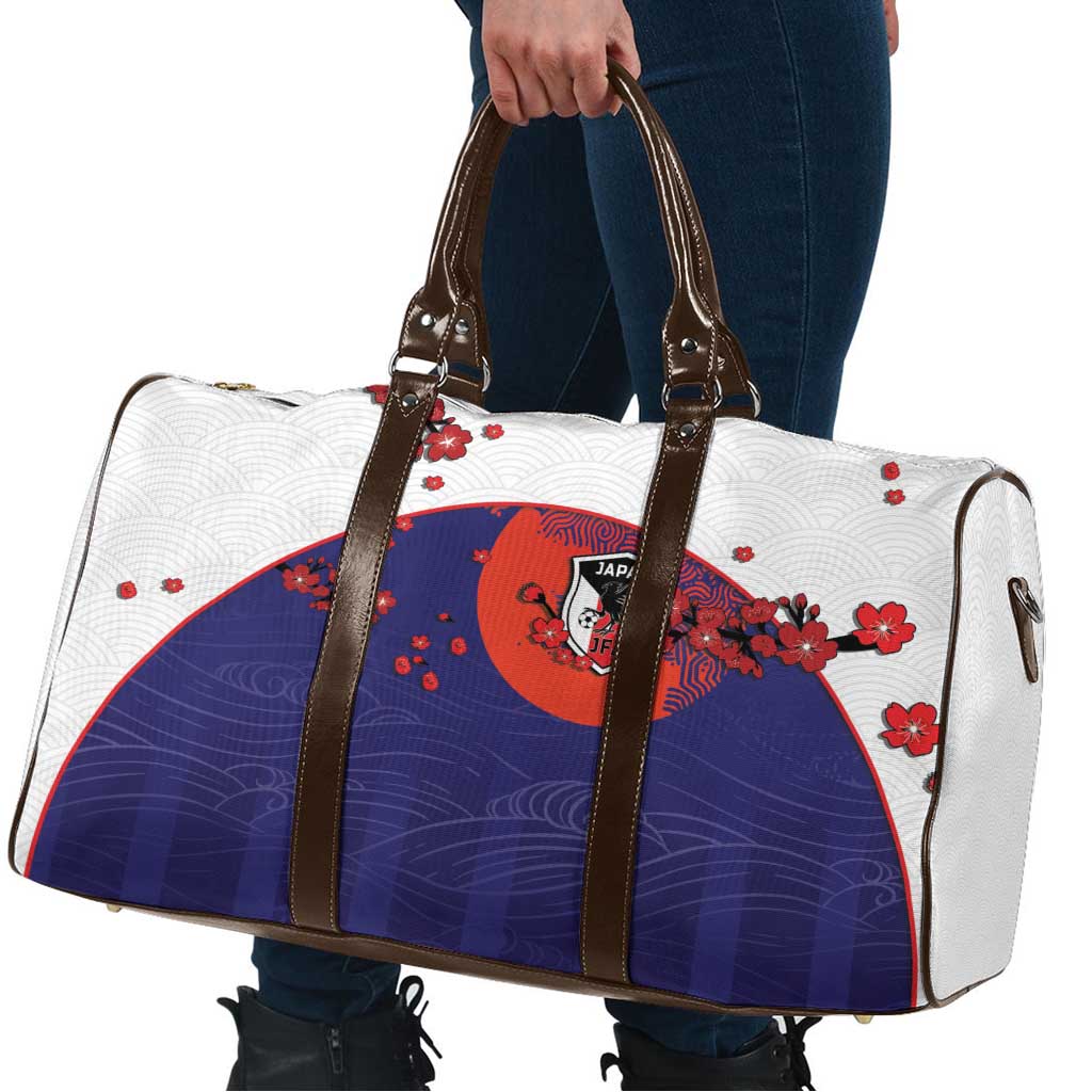 Japan Football Travel Bag Minimalist Floral Great Wave Ukiyo-e Style