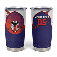 Custom Japan Football Tumbler Cup Minimalist Floral Great Wave Ukiyo-e Style