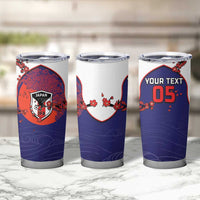 Custom Japan Football Tumbler Cup Minimalist Floral Great Wave Ukiyo-e Style