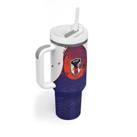 Custom Japan Football Tumbler With Handle Minimalist Floral Great Wave Ukiyo-e Style