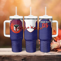 Custom Japan Football Tumbler With Handle Minimalist Floral Great Wave Ukiyo-e Style