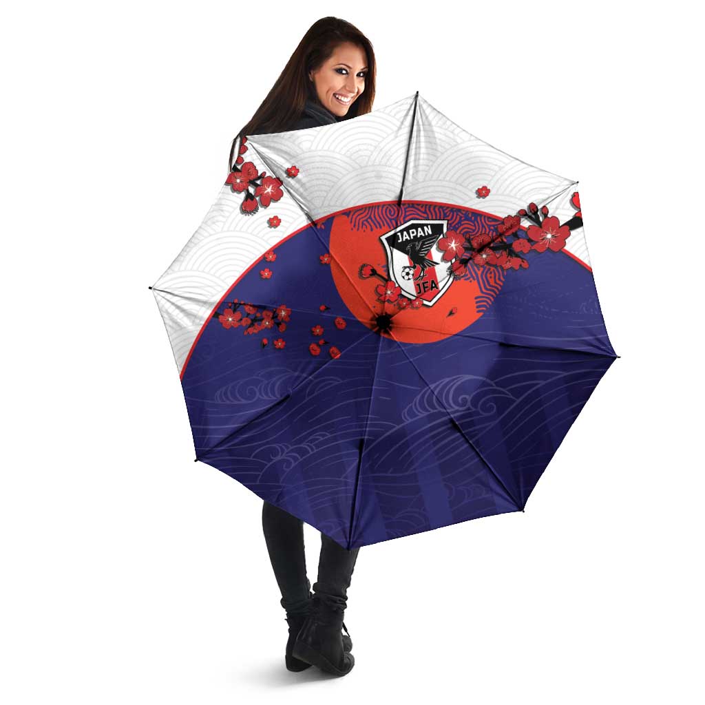 Japan Football Umbrella Minimalist Floral Great Wave Ukiyo-e Style