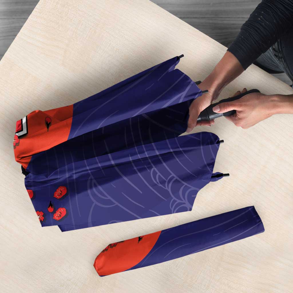 Japan Football Umbrella Minimalist Floral Great Wave Ukiyo-e Style