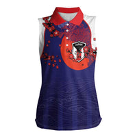 Custom Japan Football Women Sleeveless Polo Shirt Minimalist Floral Great Wave Ukiyo-e Style