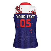 Custom Japan Football Women Sleeveless Polo Shirt Minimalist Floral Great Wave Ukiyo-e Style