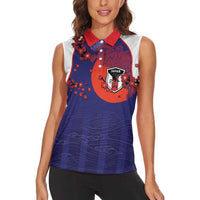 Custom Japan Football Women Sleeveless Polo Shirt Minimalist Floral Great Wave Ukiyo-e Style
