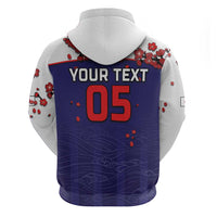Custom Japan Football Zip Hoodie Minimalist Floral Great Wave Ukiyo-e Style