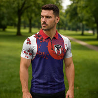 Custom Japan Football Zipper Polo Shirt Minimalist Floral Great Wave Ukiyo-e Style