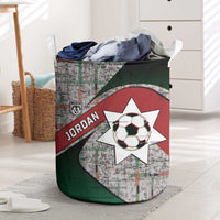 Jordan Football Laundry Basket Jordanian National Flag Colors Retro Glitch Art