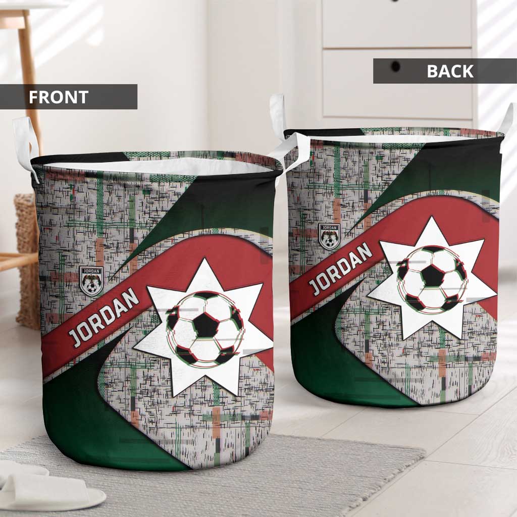 Jordan Football Laundry Basket Jordanian National Flag Colors Retro Glitch Art