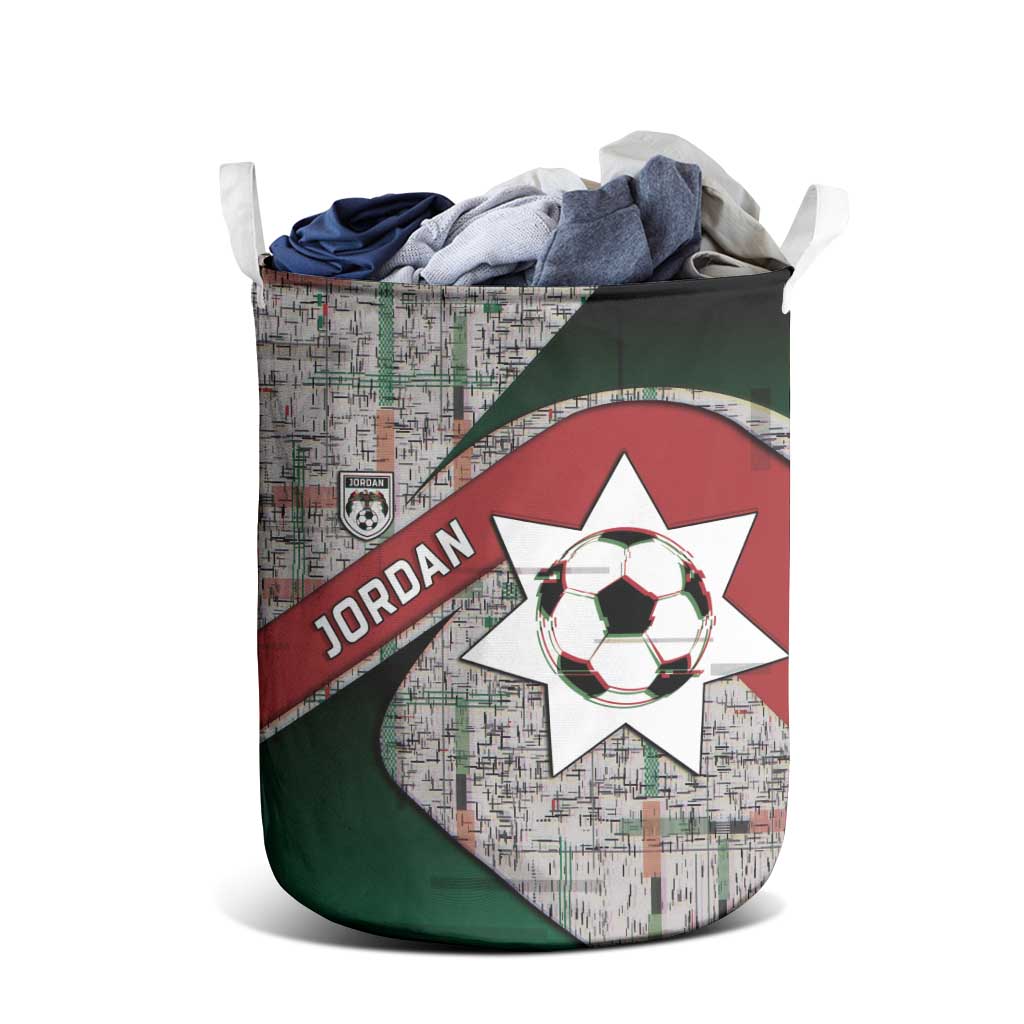Jordan Football Laundry Basket Jordanian National Flag Colors Retro Glitch Art