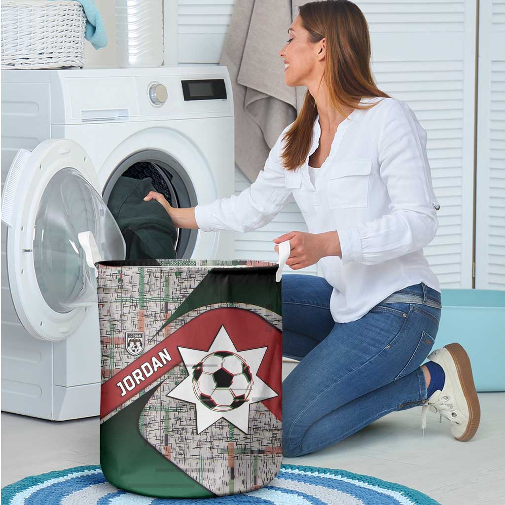 Jordan Football Laundry Basket Jordanian National Flag Colors Retro Glitch Art