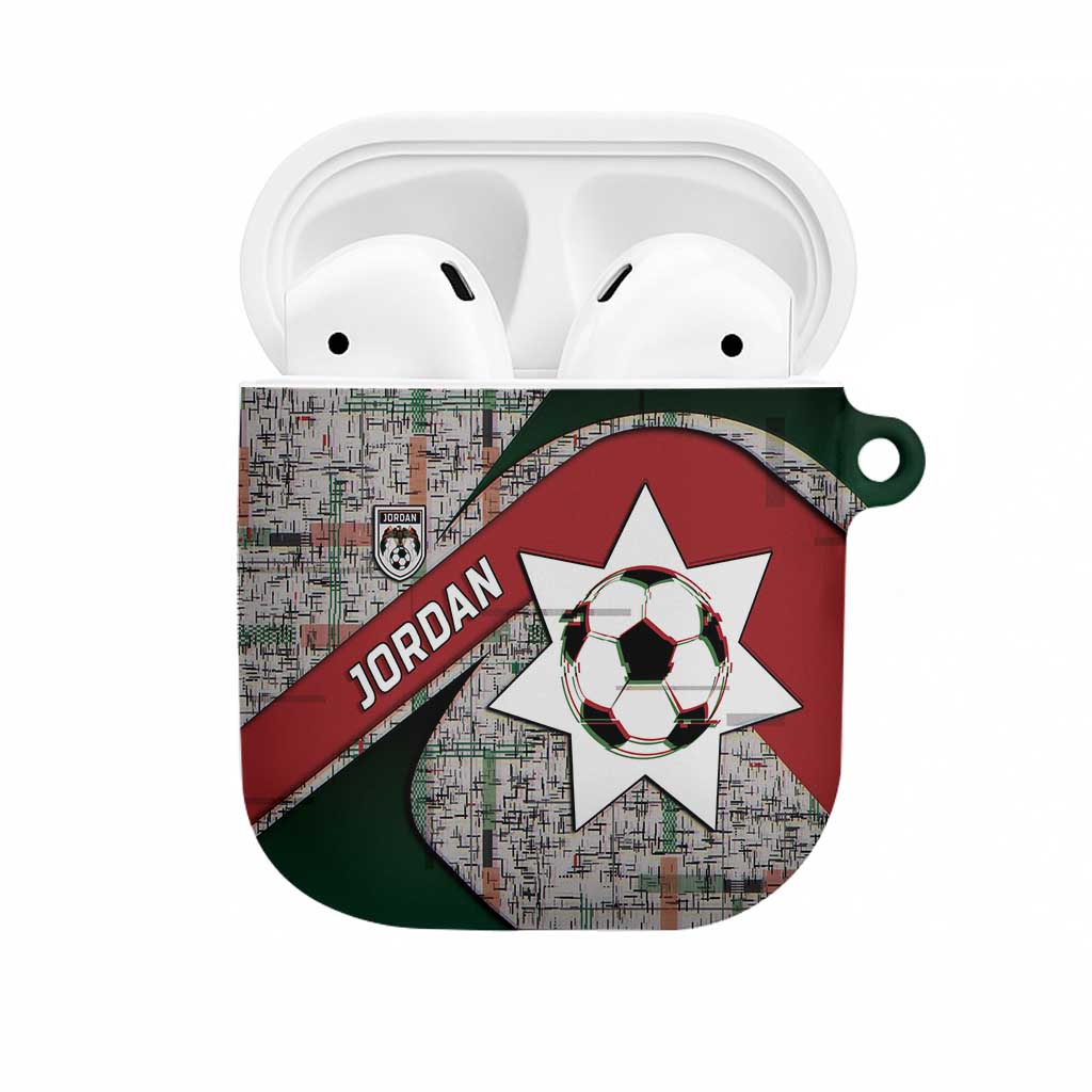 Jordan Football AirPods Case Jordanian National Flag Colors Retro Glitch Art
