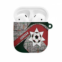 Jordan Football AirPods Case Jordanian National Flag Colors Retro Glitch Art