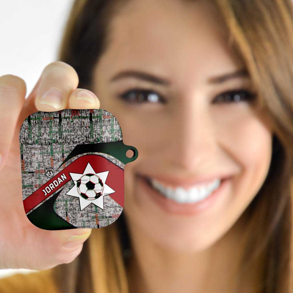 Jordan Football AirPods Case Jordanian National Flag Colors Retro Glitch Art