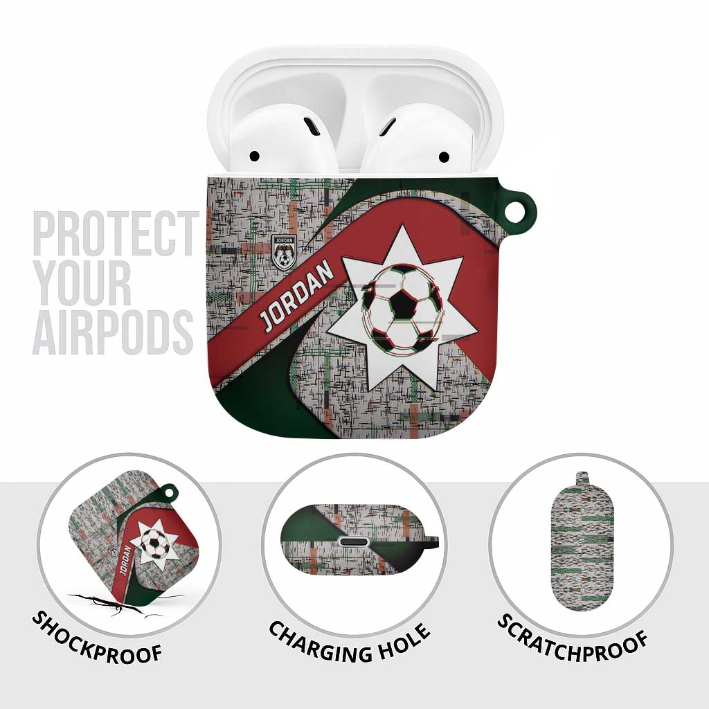 Jordan Football AirPods Case Jordanian National Flag Colors Retro Glitch Art