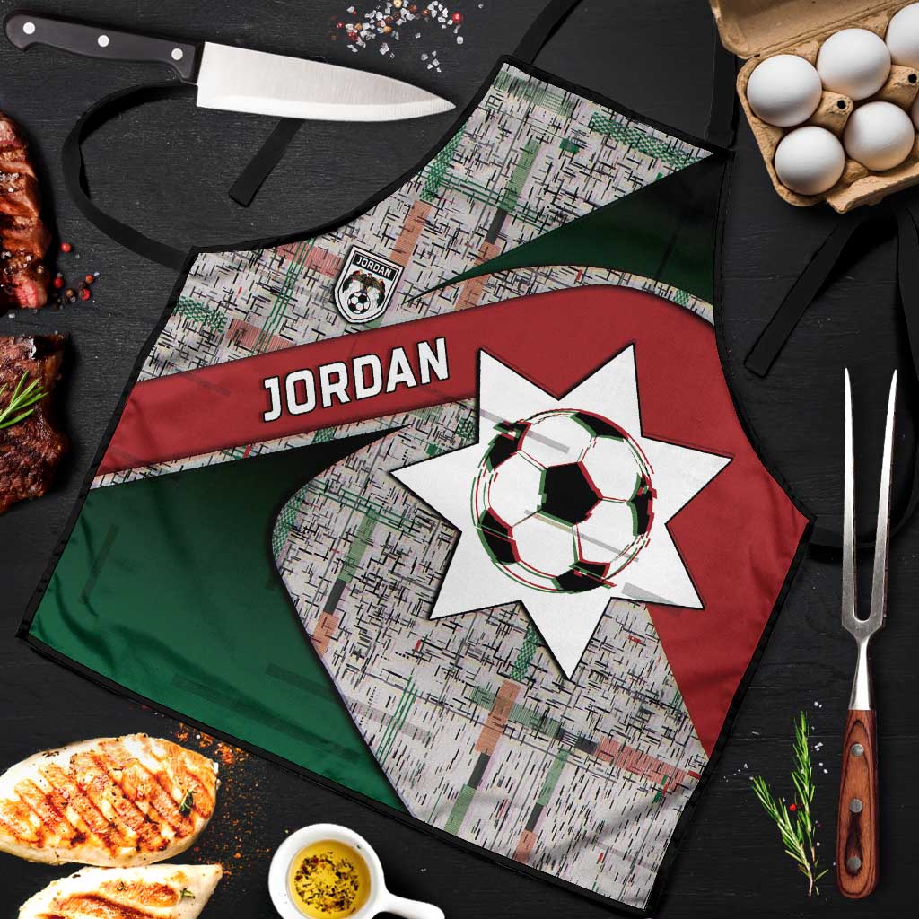 Jordan Football Apron Jordanian National Flag Colors Retro Glitch Art