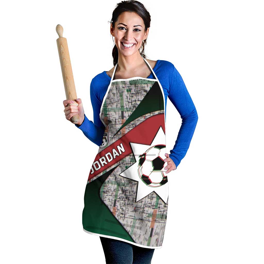 Jordan Football Apron Jordanian National Flag Colors Retro Glitch Art