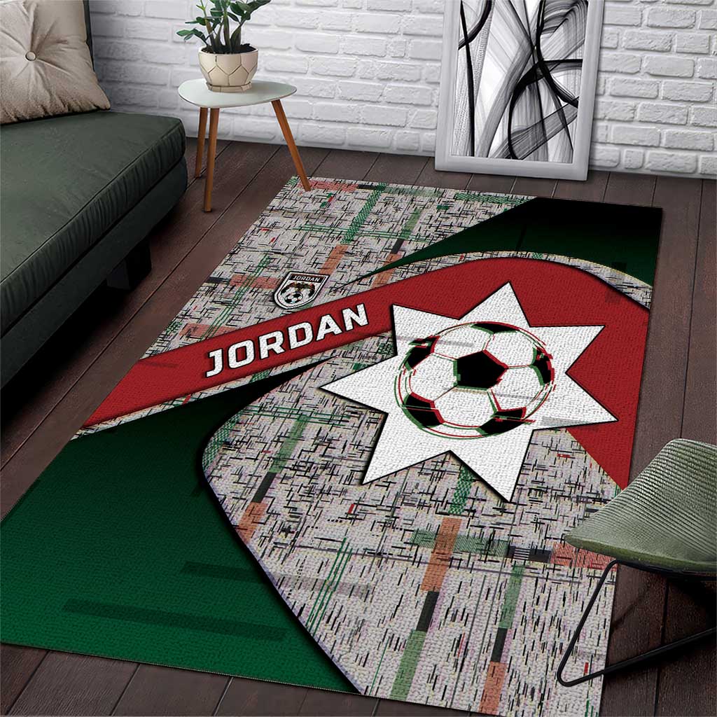 Jordan Football Area Rug Jordanian National Flag Colors Retro Glitch Art